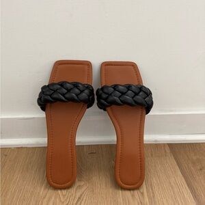 Braided Black and Brown Women's Sandals